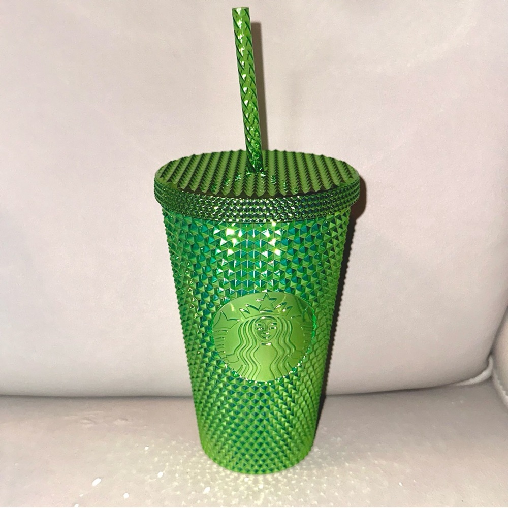 2023 NEW Starbucks Limited Edition Metallic Green Bling Studded Cold Cup 16 oz
